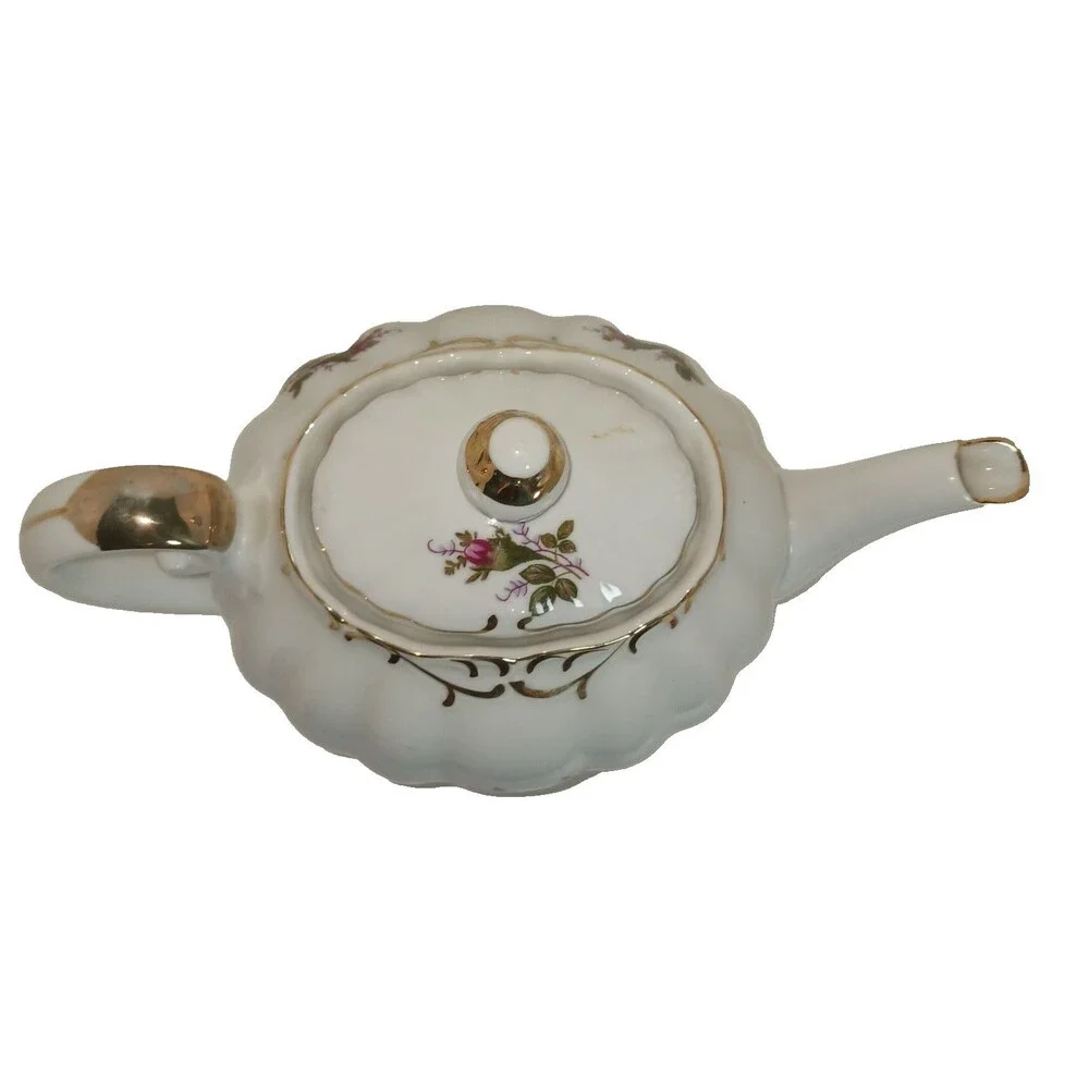 Vintage Porcelain Teapot Roses Flowers Hand Painted Made in Japan